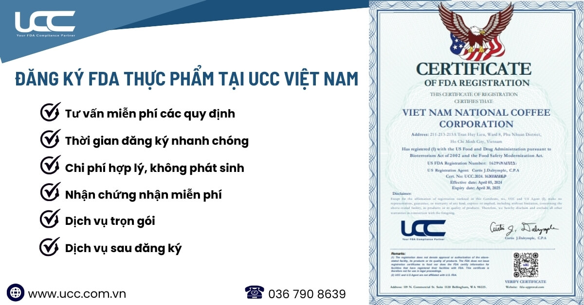 UCC Việt Nam cung cấp dịch vụ FDA thực phẩm trọn gói