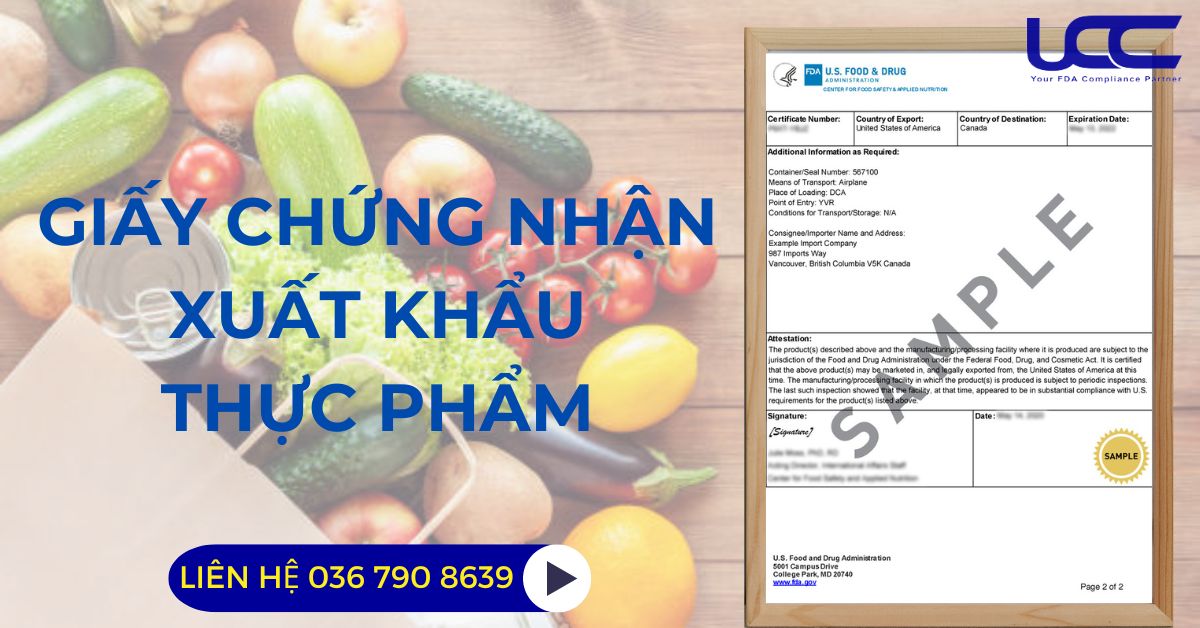 Giấy chứng nhận xuất khẩu thực phẩm của FDA