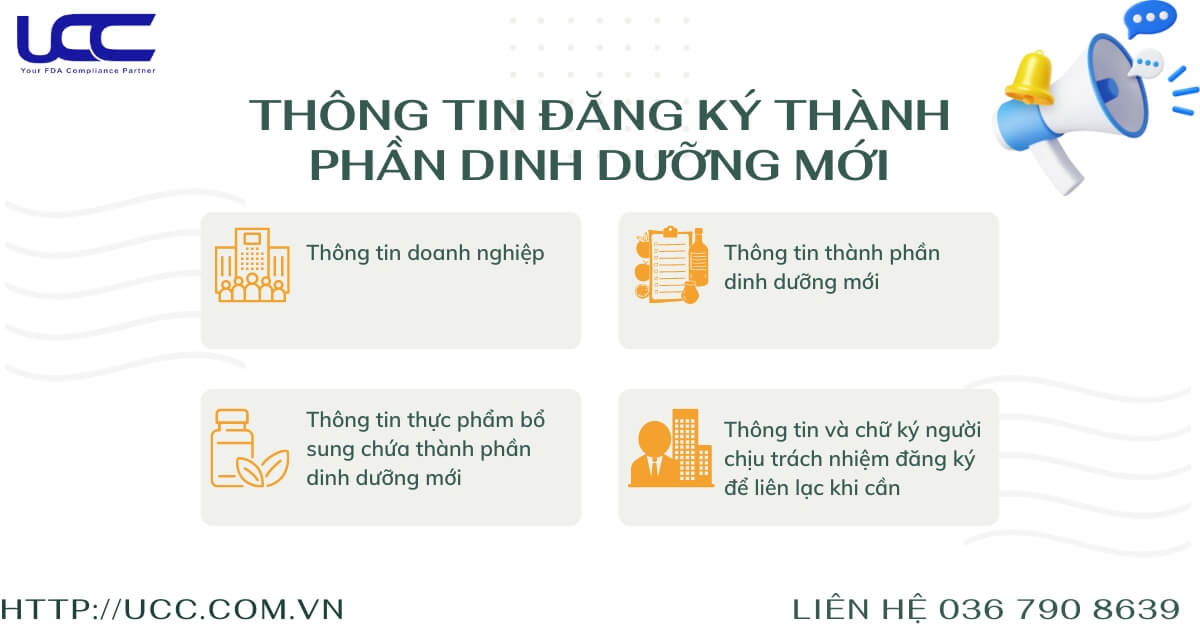 Các thông tin cần có trong hồ sơ thông báo về thành phần dinh dưỡng mới