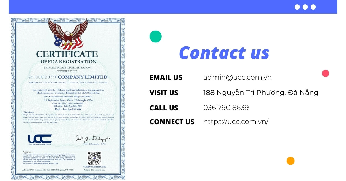 UCC Việt Nam cung cấp dịch vụ đăng ký FDA trọn gói, chuyên nghiệp