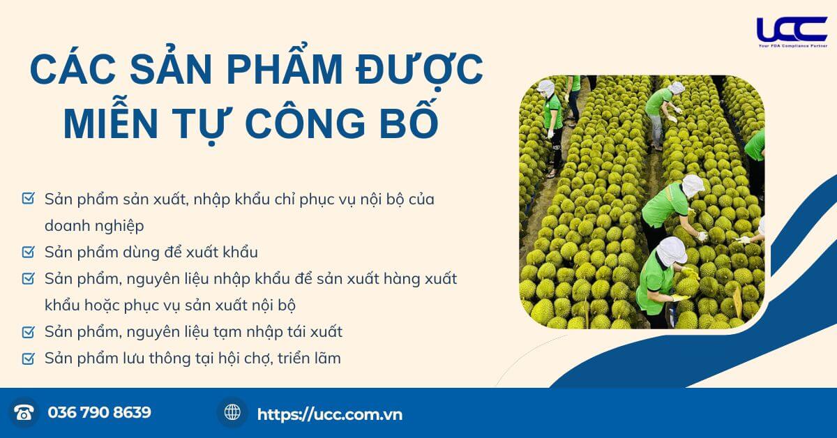 Các sản phẩm được miễn tự công bố