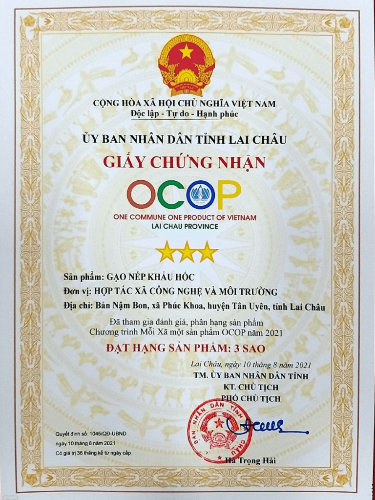 Giấy chứng nhận OCOP