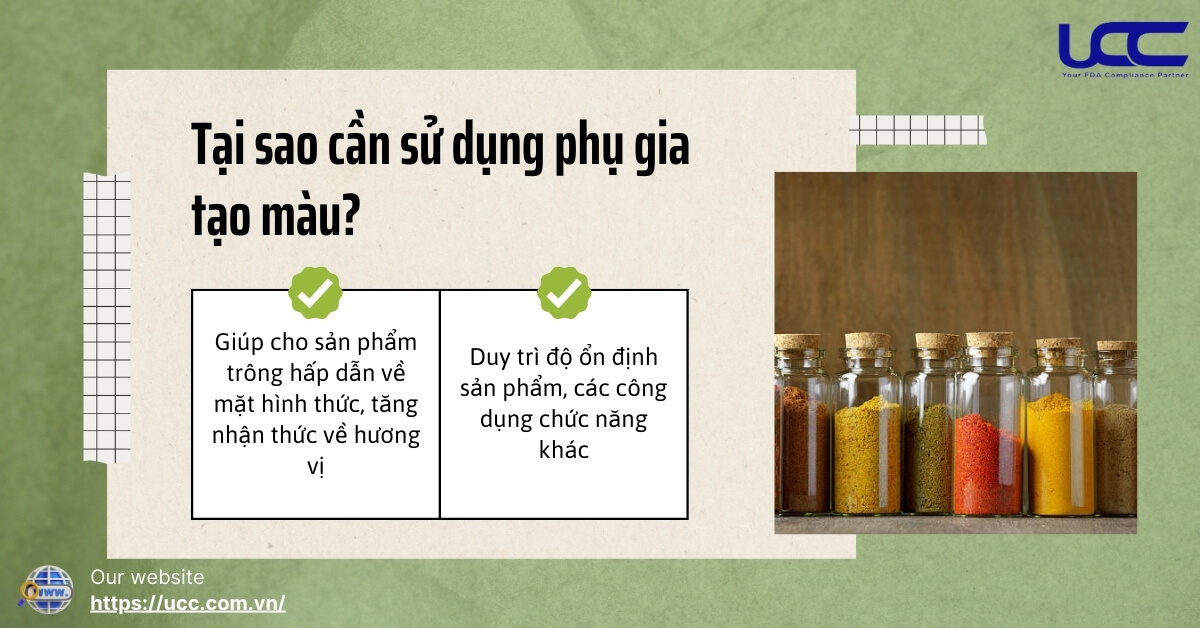 Tại sao cần sử dụng pụ gia tạo màu