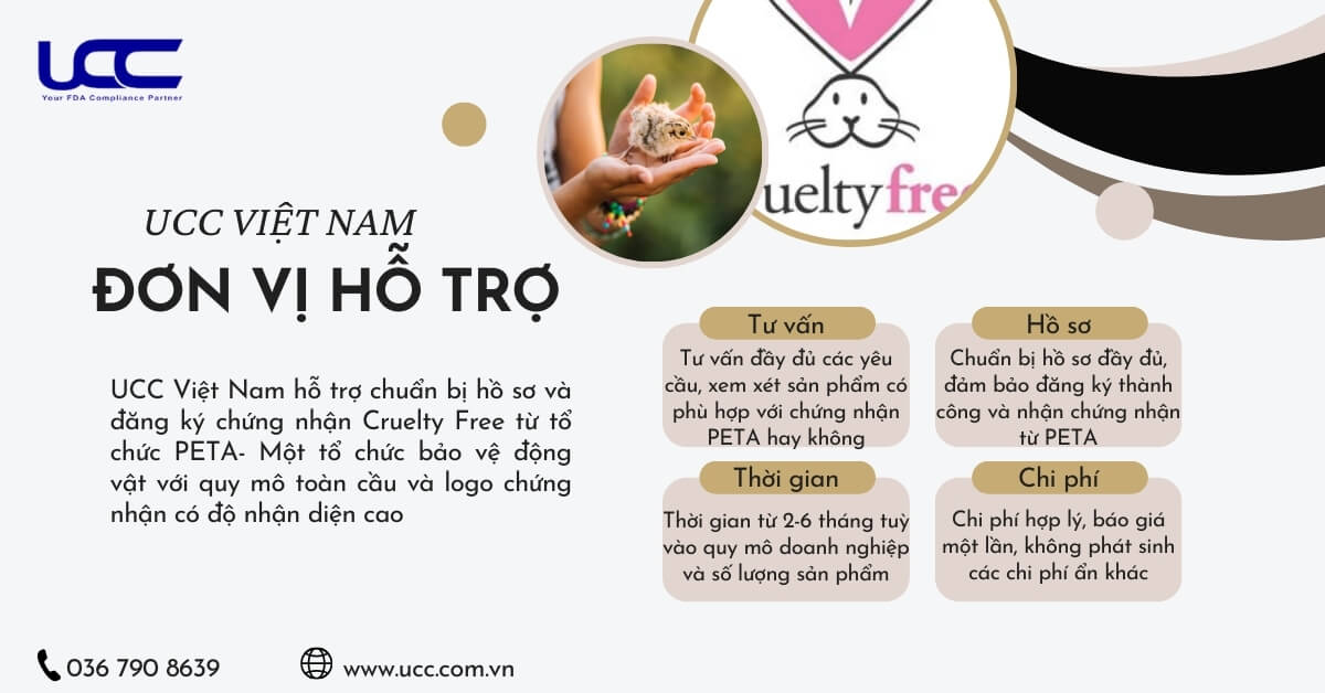 UCC Việt Nam hỗ trợ đăng ký chứng nhận PETA Cruelty Free một cách chuyên nghiệp