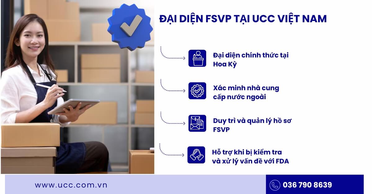 UCC Việt Nam cung cấp dịch vụ Đại diện FSVP uy tín, đảm bảo tuân thủ quy định FDA