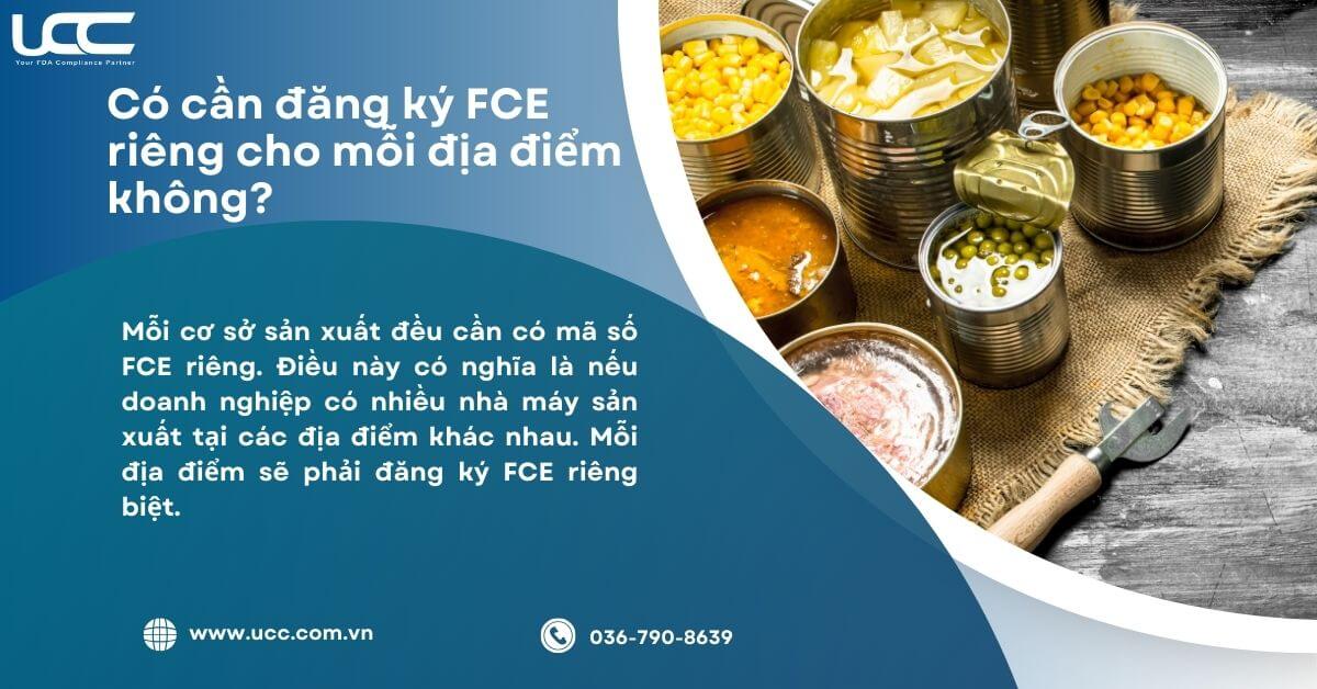 Liệu có cần đăng ký mã FCE riêng cho từng địa điểm sản xuất