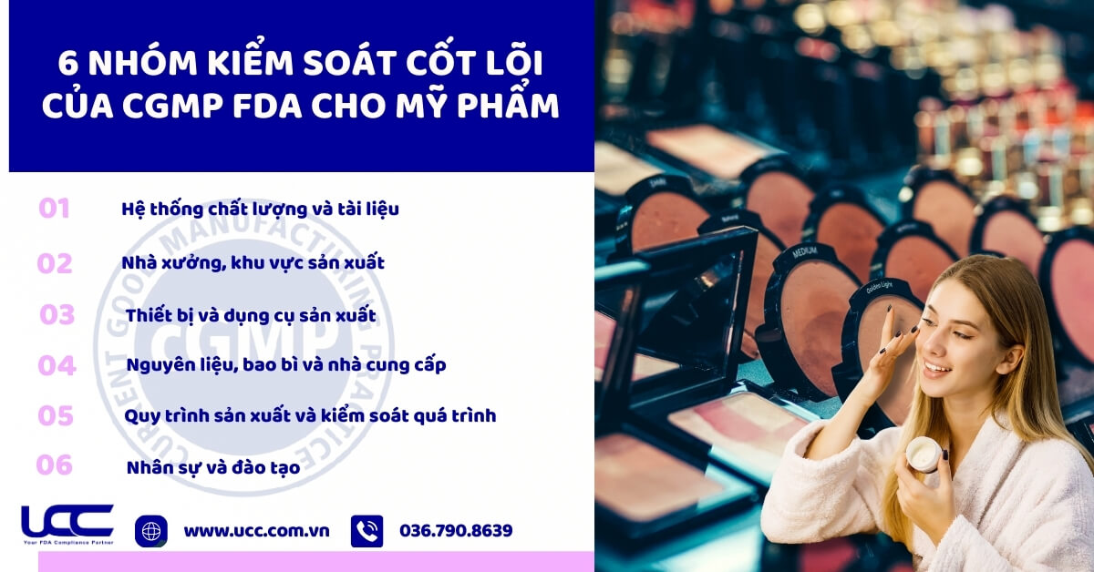 6 nhóm kiểm soát cốt lõi của cGMP cho mỹ phẩm