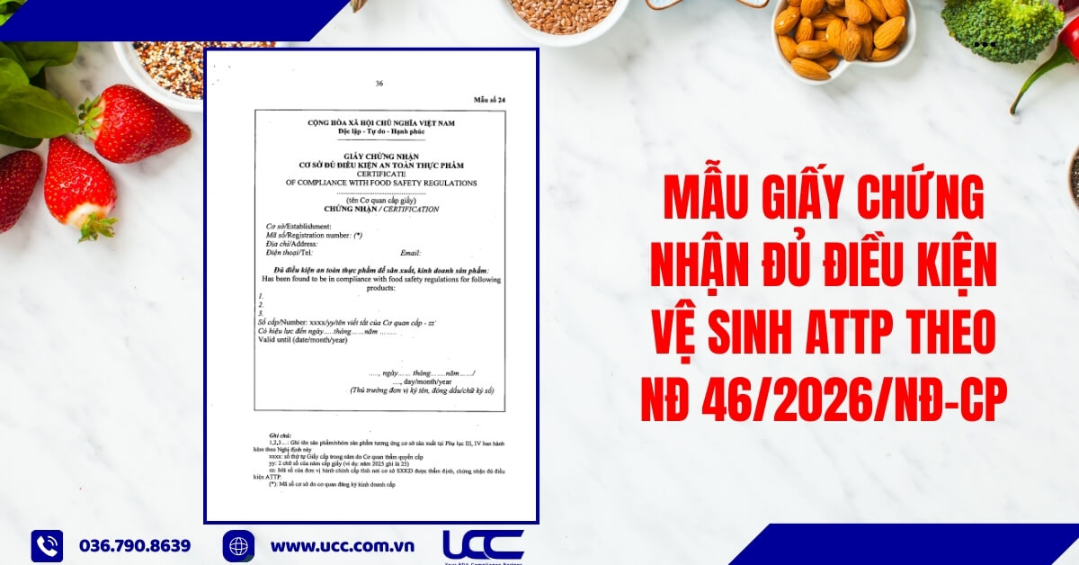 Mẫu giấy chứng nhận đủ điều kiện vệ sinh attp theo nđ 46/2026/nđ-cp