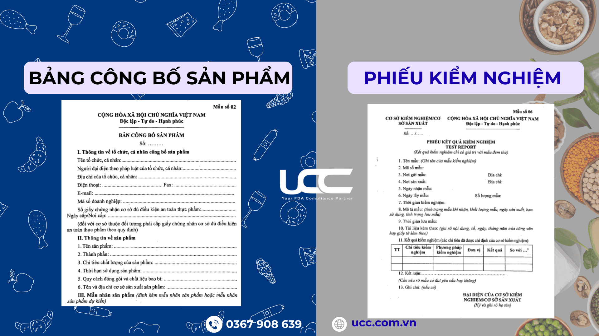 Mẫu hồ sơ công bố thực phẩm Việt Nam.